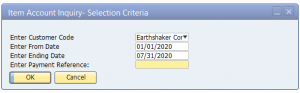Customer Account Inquiry Selection