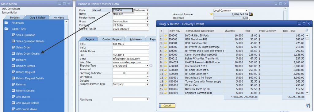 Drag and Relate for SAP Business One Reporting