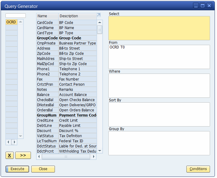 Query Generator for SAP Business One Reporting